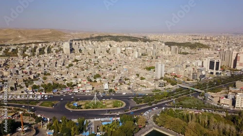 Aerial view of historical city Tabriz in time, Iran photo