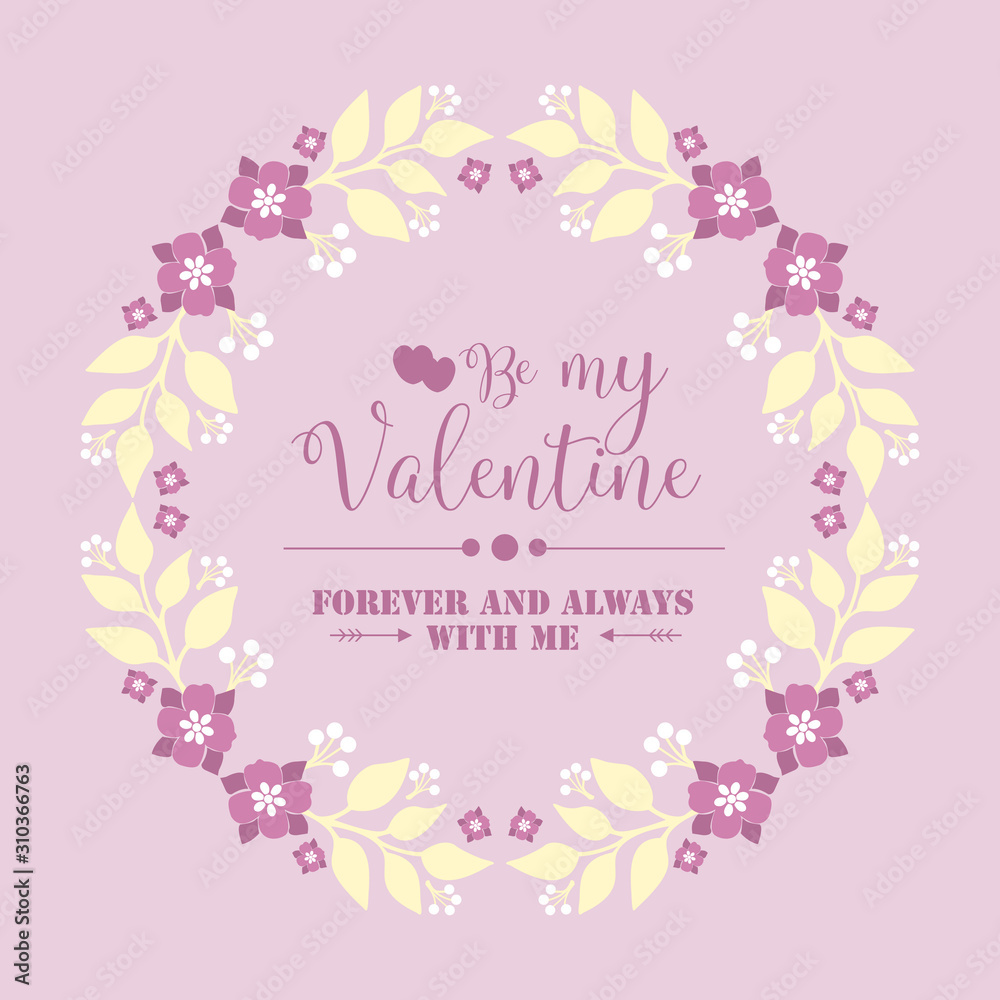 Pattern wallpaper of cards happy valentine, with pink floral frame decoration elegant.Vector