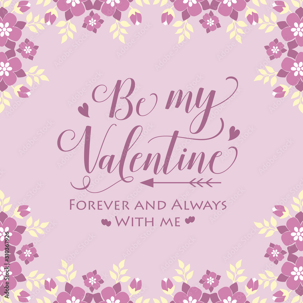 Design elegant card happy valentine, with cute pink floral frame. Vector Design elegant card happy valentine, with cute pink floral frame. Vector