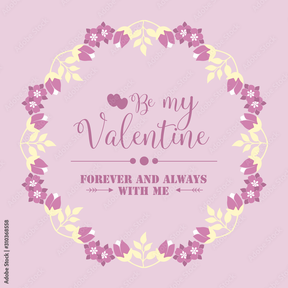 Decoration pink floral frame unique, for invitation card design happy valentine, romantic. Vactor