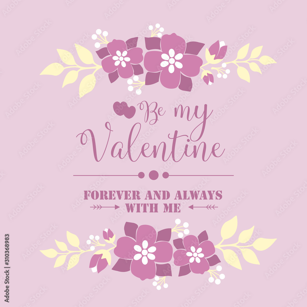 Ornament pink floral frame of beautiful for design invitation card happy valentine. Vactor