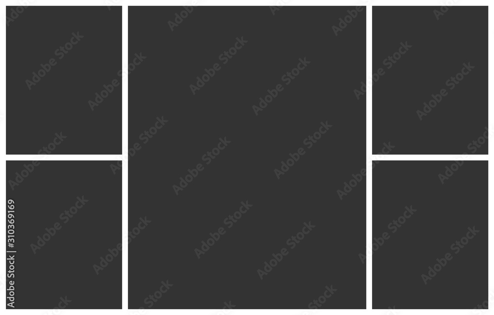 5 Photo Layout Frame Photo collage template of five parts frames for image montage. Empty ...