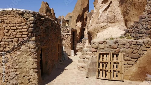 Streets of naturally formed carved rock houses of Kandovan, Iran