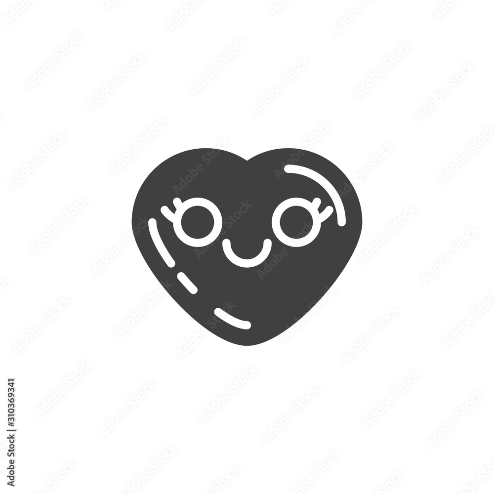 Happy emoji heart vector icon. Smiley filled flat sign for mobile concept and web design. Smiling heart shape emoticon glyph icon. Love symbol, logo illustration. Vector graphics Happy emoji heart vector icon. Smiley filled flat sign for mobile concept and web design. Smiling heart shape emoticon glyph icon. Love symbol, logo illustration. Vector graphics