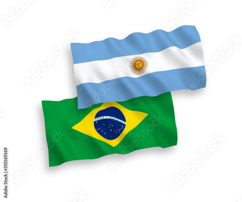 Flags of Brazil and Argentina on a white background