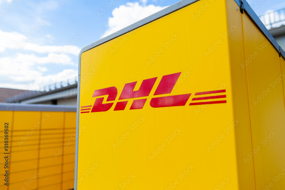 NUREMBERG / GERMANY - APRIL 7, 2019: DHL Packstation stands on a street in  Nuremberg. Packstation means packing station. Stock Photo | Adobe Stock