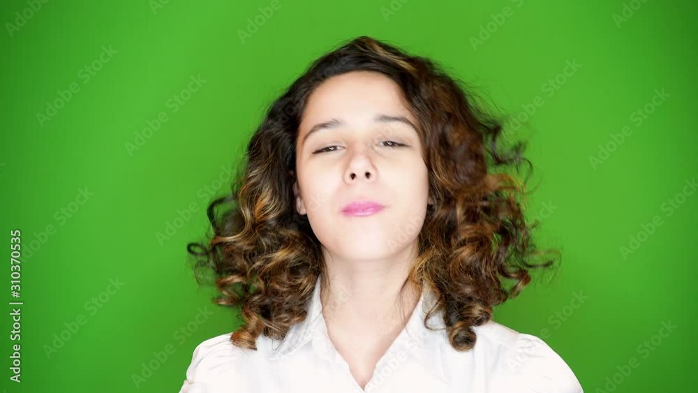 Closeup view of female chewing gum. Teenager with putting chewing gum her mouth starting chewing. cud. 4k