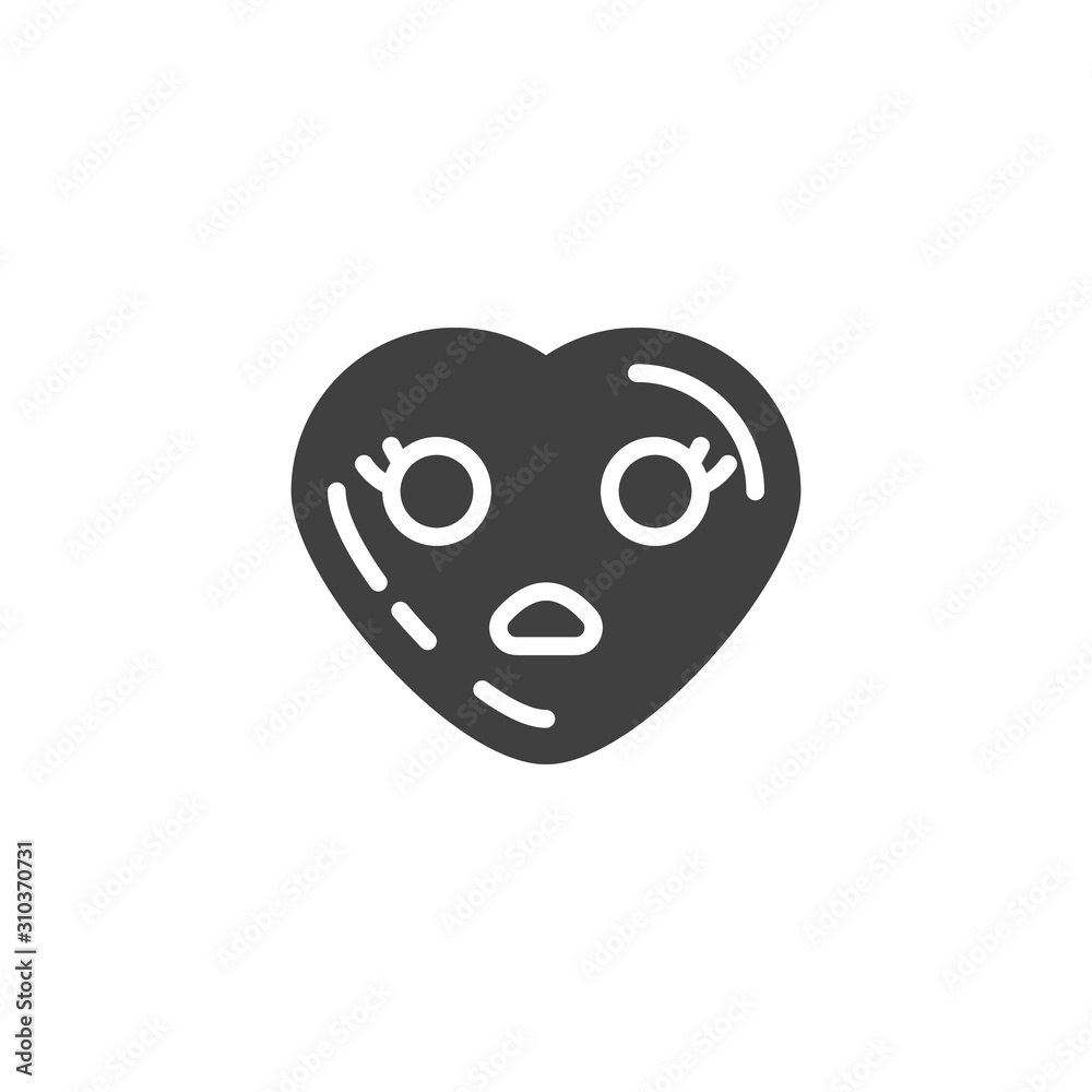 Sad heart face emoji vector icon. filled flat sign for mobile concept and web design. Surprised heart shape emoticon glyph icon. Love symbol, logo illustration. Vector graphics Sad heart face emoji vector icon. filled flat sign for mobile concept and web design. Surprised heart shape emoticon glyph icon. Love symbol, logo illustration. Vector graphics