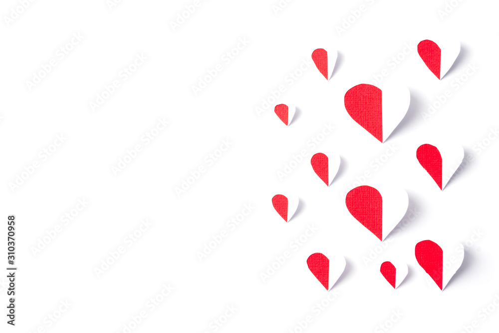 Cut out paper hearts decoration. Sainte Valentine, mother's day, birthday greeting cards, invitation, celebration concept.