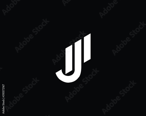 Minimalist Letter JM MJ Logo Design , Editable in Vector Format in Black and White Color photo