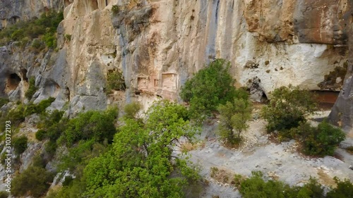 Adamkayalar, Old Roman man rocks sculptures carved Mountains, Mersin, Turkey photo