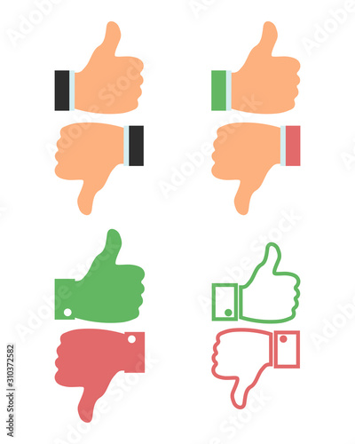 Hand icon with a thumb up and down, like and dislike.