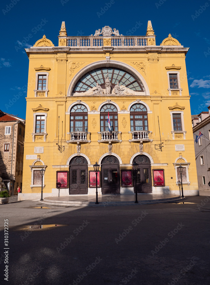 Front facade of the Croatian National Theater in Split, Croatia