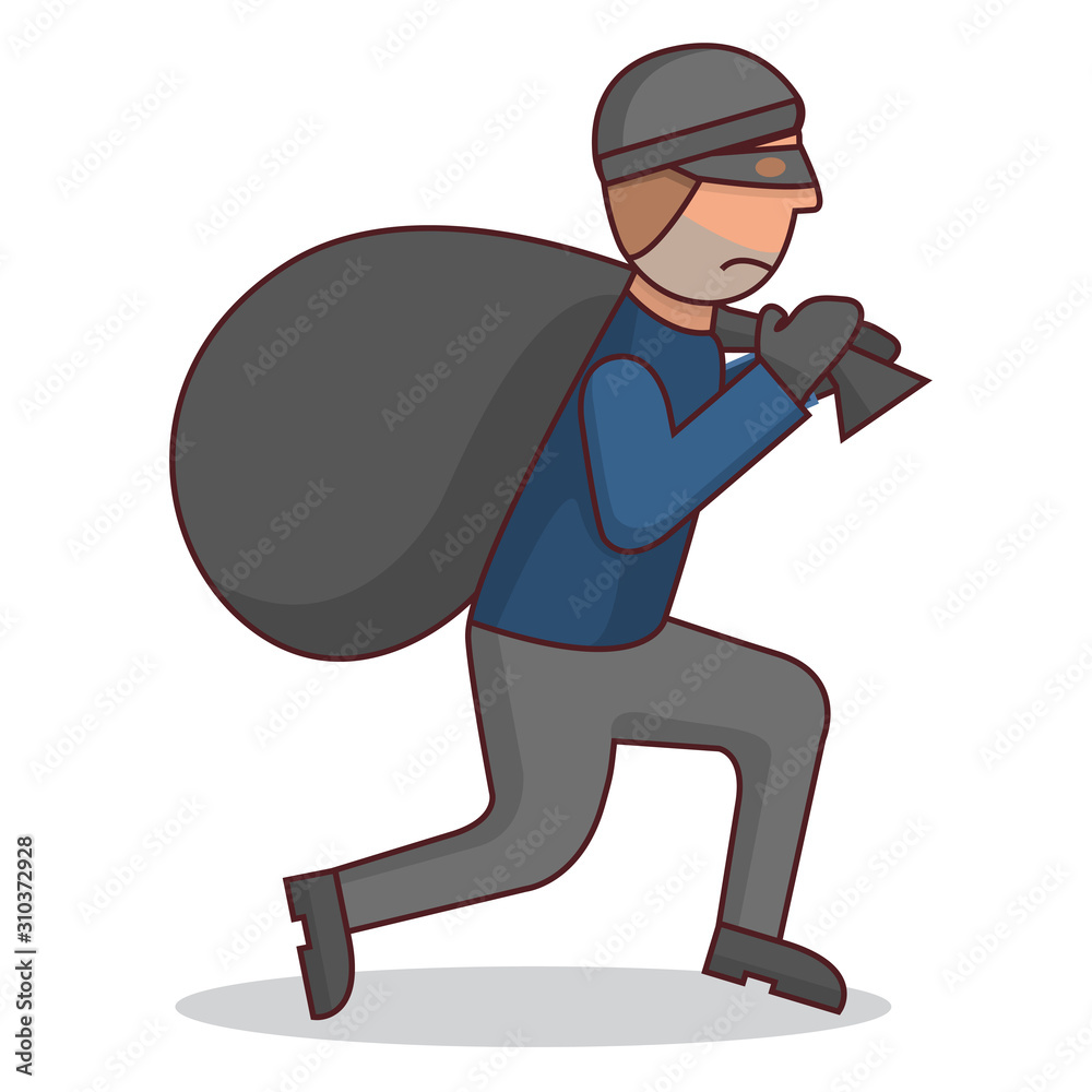 Criminal with  with a   bandit   vector illustration. Stock Vector | Adobe Stock