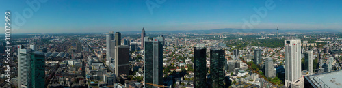 Panorama of the city of Frankfurt, Germany. View of the financial center of Frankfurt, skyscrapers.