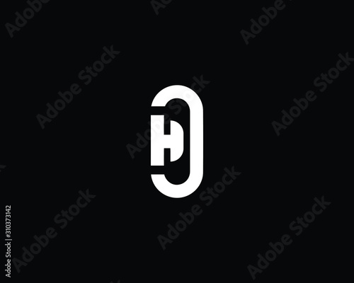 Minimalist Letter HC HD Logo Design , Editable in Vector Format in Black and White Color