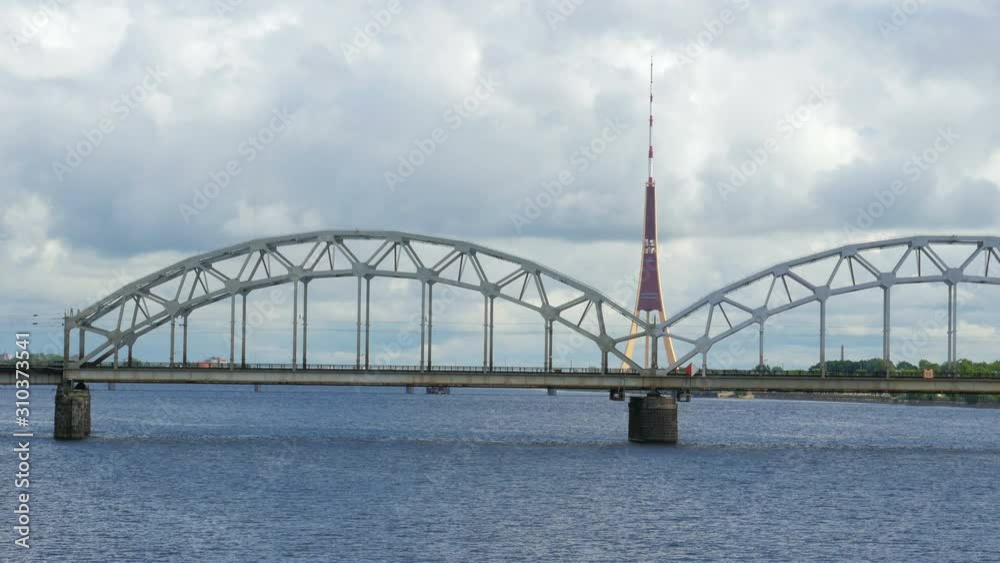 riga view with bridge over river, latvia riga view with bridge over river, latvia