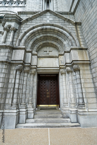 Exterior architecture and design of  Cathedral Basilica of Saint Louis  Roman Catholic church located in the Central West End area of St. Louis- Missouri  United States