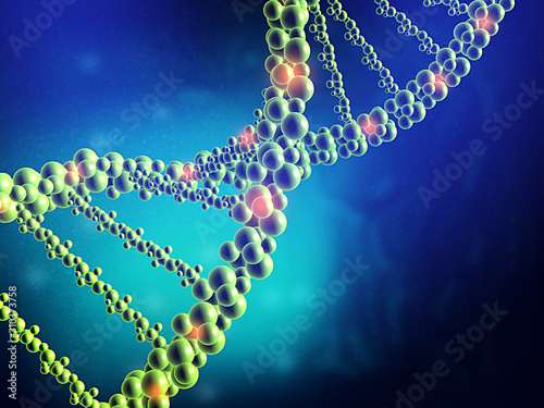 DNA on abstract science background. 3d illustration