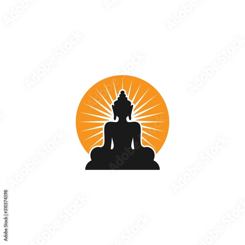 Buddha statue logo vector