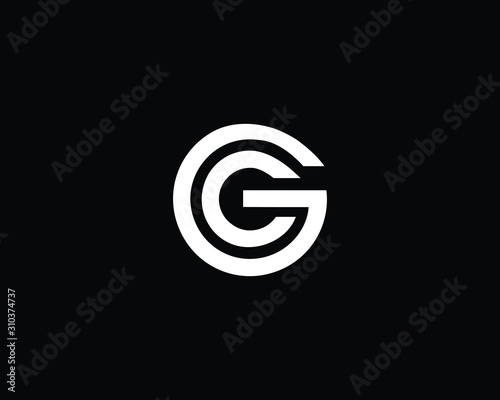 Minimalist Letter CG GC Logo Design , Editable in Vector Format in Black and White Color