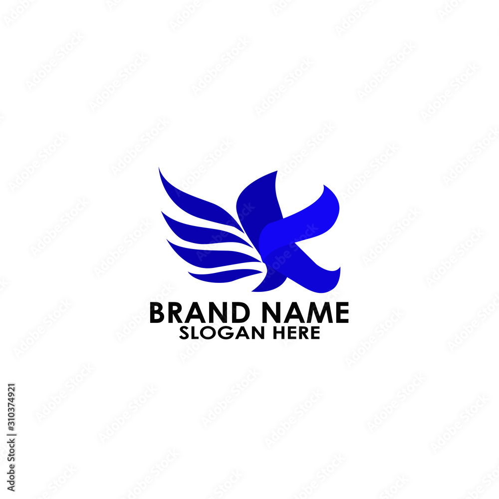Obraz premium logo letter k with wing vector design