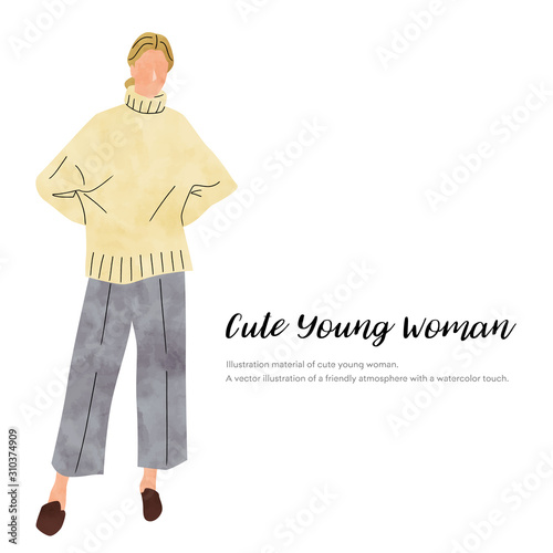 Illustration material: autumn, winter fashion, young woman