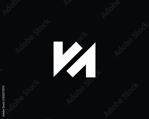 Minimalist Letter N VA Logo Design , Editable in Vector Format in Black and White Color