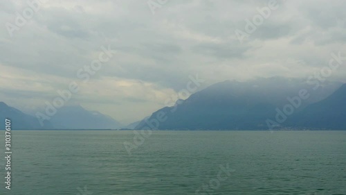 geneva lake and alps view, france and swiss border crossing