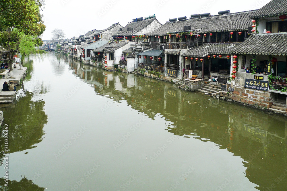 the landscape in the ancient town of xitang ,china the landscape in the ancient town of xitang ,china