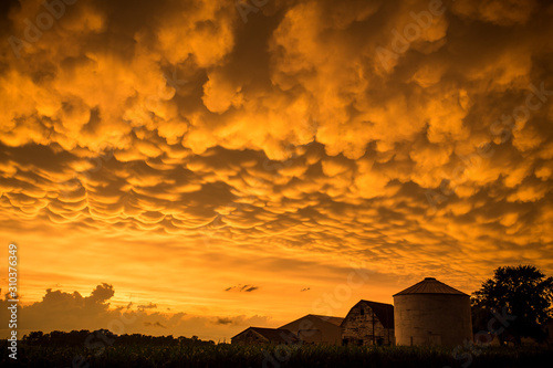 sunset mammatus clouds after a storm  photo