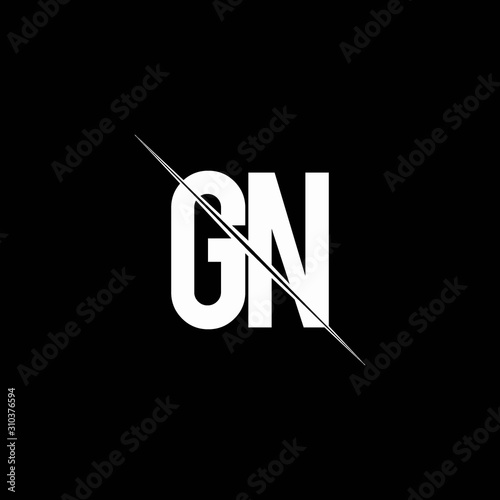 GN logo monogram with slash style design template photo