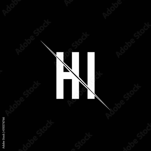 HI logo monogram with slash style design template
