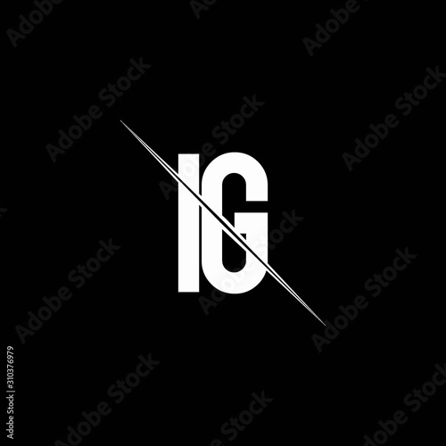 IG logo monogram with slash style design template