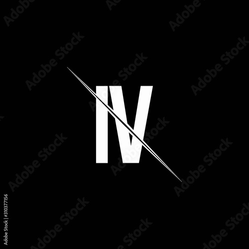 IV logo monogram with slash style design template
