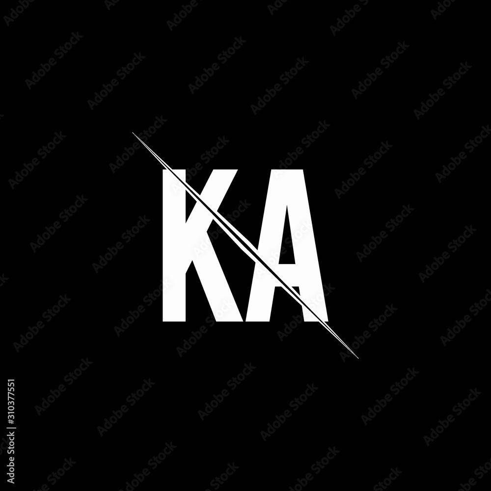 KA logo monogram with slash style design template