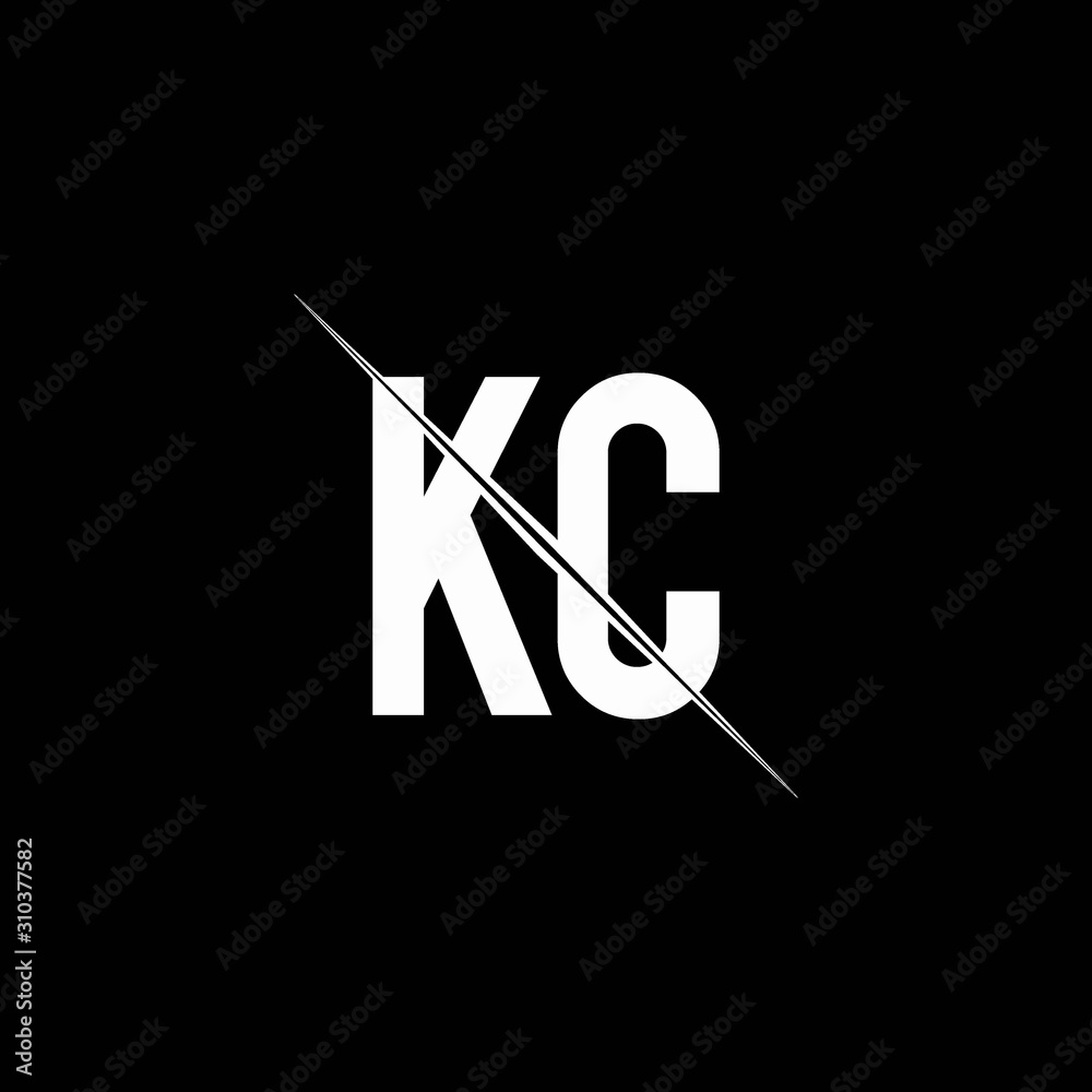 KC logo monogram with slash style design template Stock Vector | Adobe Stock