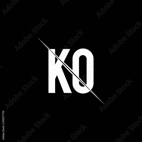 KO logo monogram with slash style design template