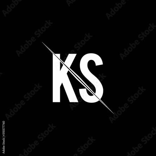 KS logo monogram with slash style design template