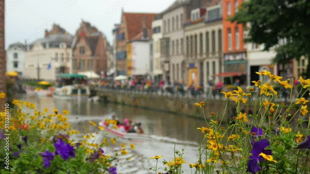 Ghent city view, belgium, 4k