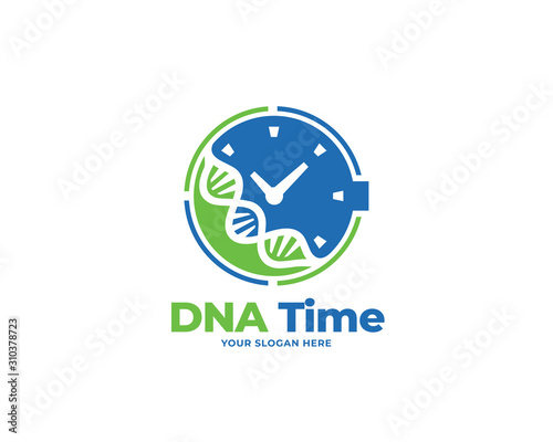 dna time design logo vector, education logo design	