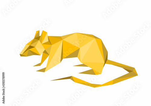 Mouse low poly art. Rat the symbol of the new year 2020 on the Chinese calendar. Animal triangular vector illustration.