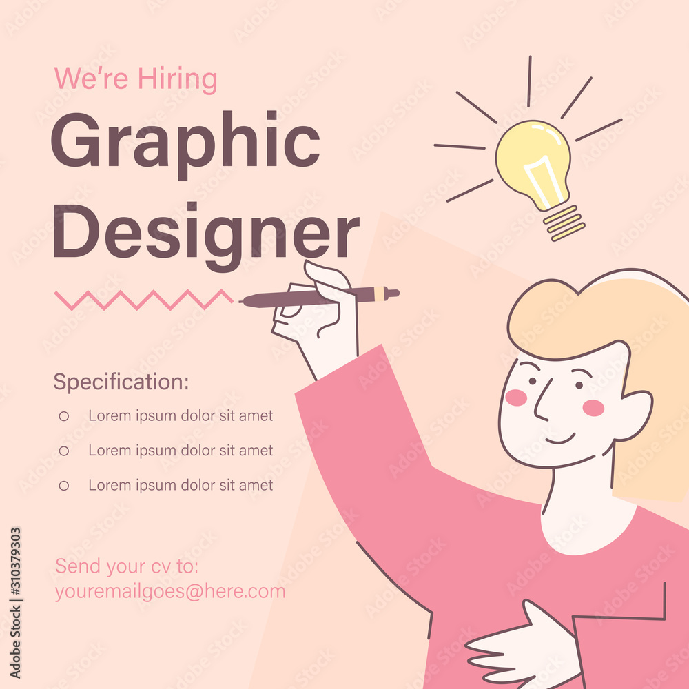 We Are Hiring Graphic Designer Creative People Artist Banner Template Stock Vector Adobe Stock