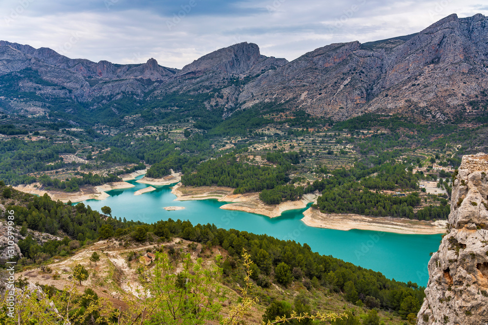 landscape around the reservoir of Guadelest, Valencia in Spain