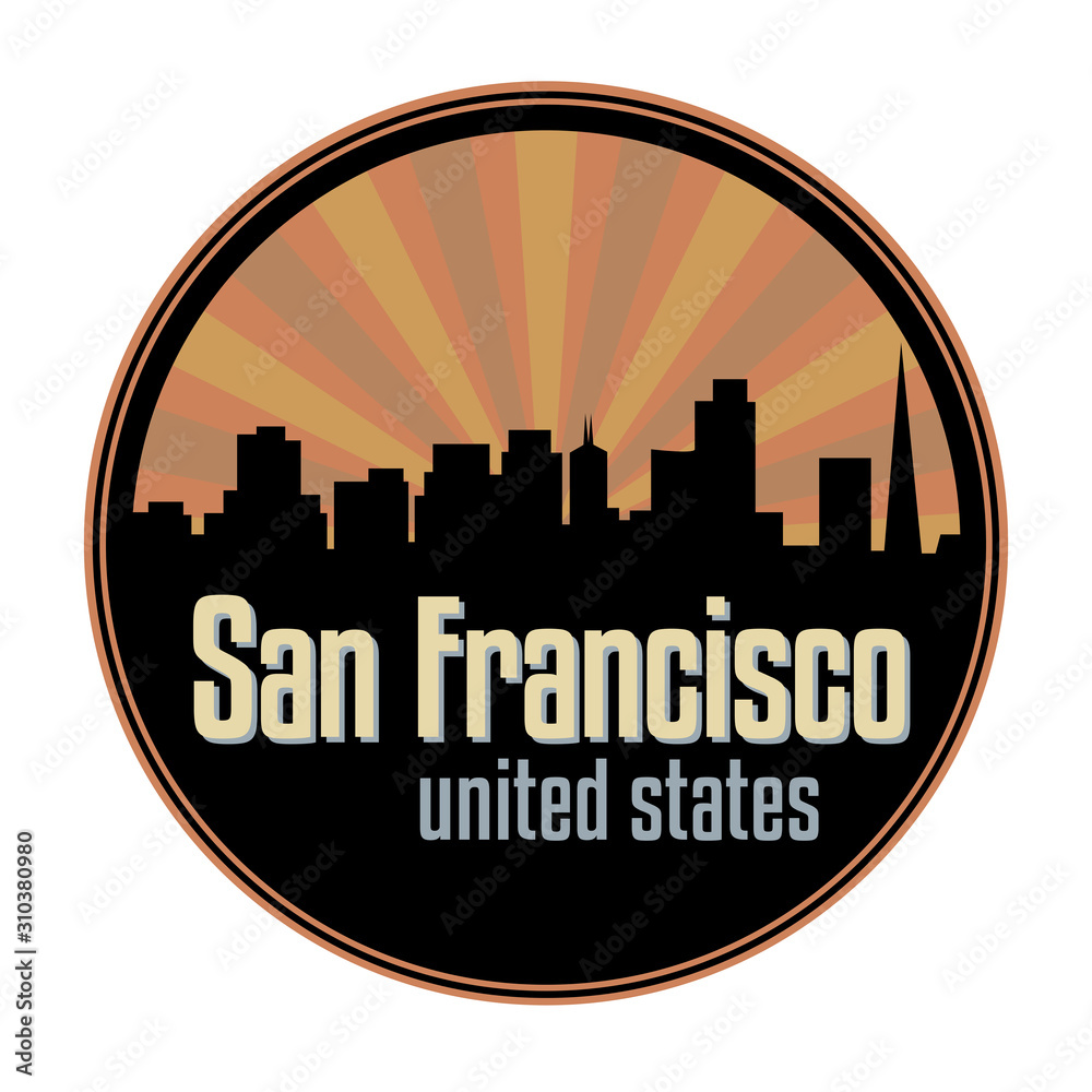 Fototapeta premium Badge, label or stamp with San Francisco skyline