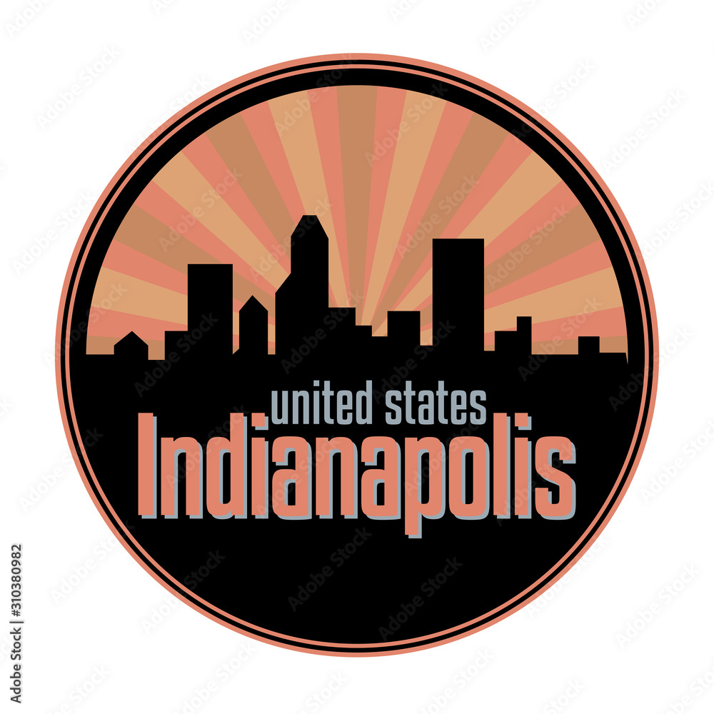 Badge, label or stamp with Indianapolis skyline Badge, label or stamp with Indianapolis skyline