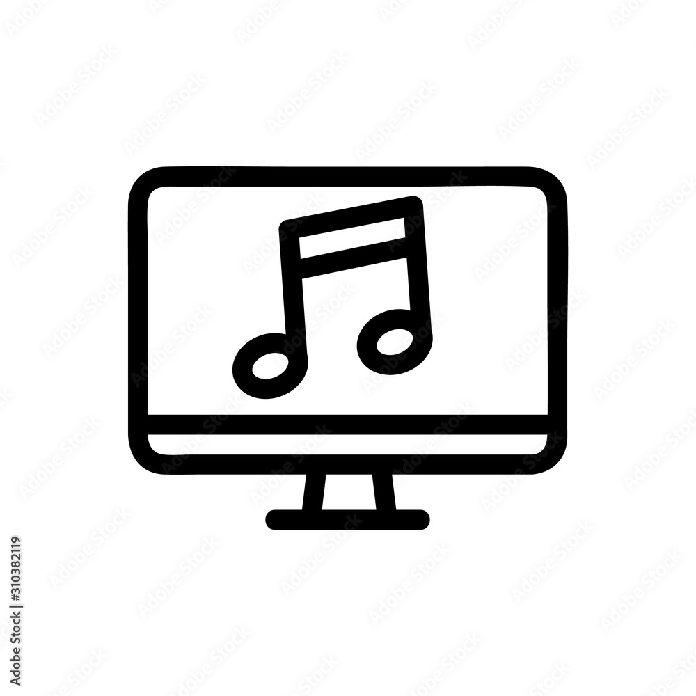 Music channel icon vector. A thin line sign. Isolated contour symbol illustration
