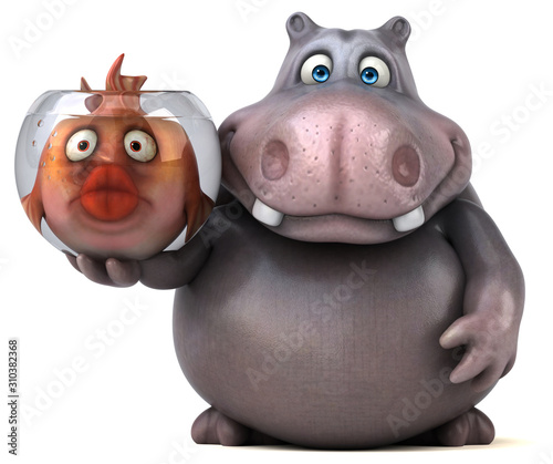 Fun hippo - 3D Illustration photo