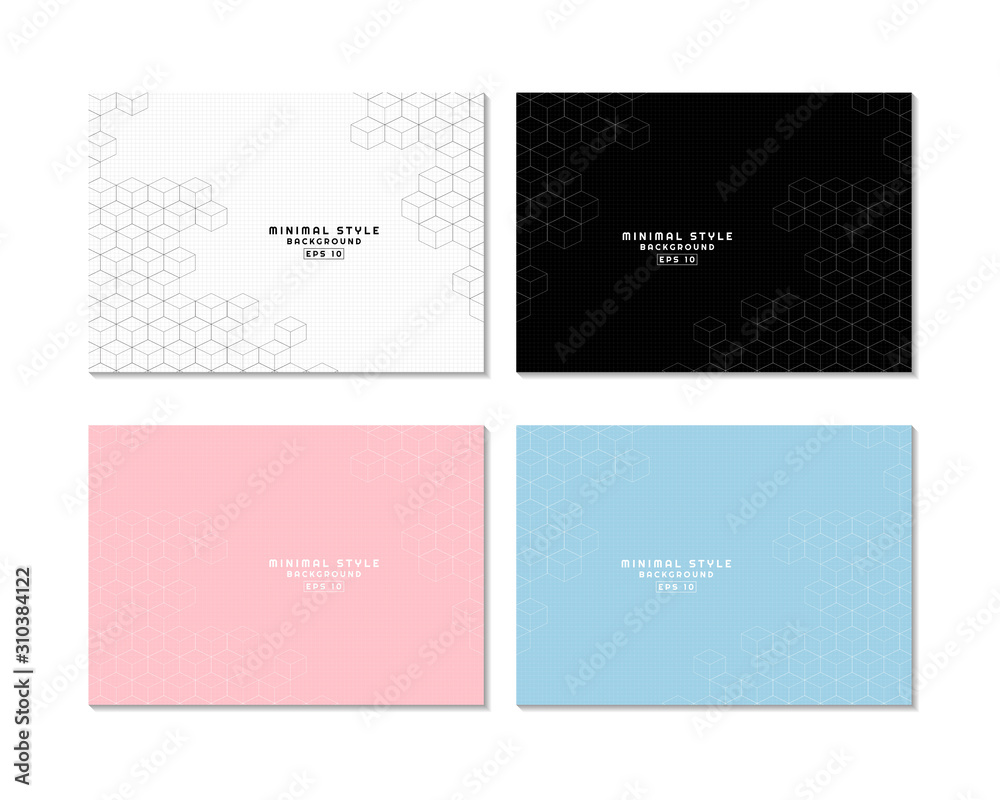 custom made wallpaper toronto digitalMinimal art hexagon box shape pattern design with space and set 4 background