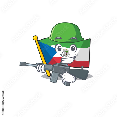 A mascot of flag equatorial guinea Scroll Army with machine gun